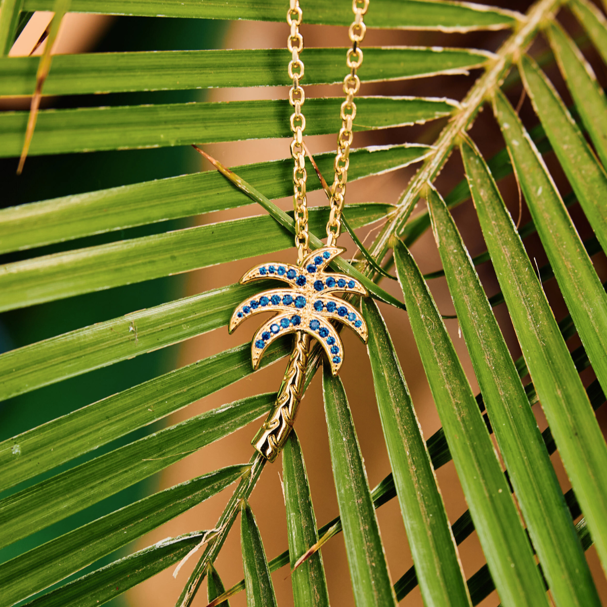 Palm Tree Necklace Blue