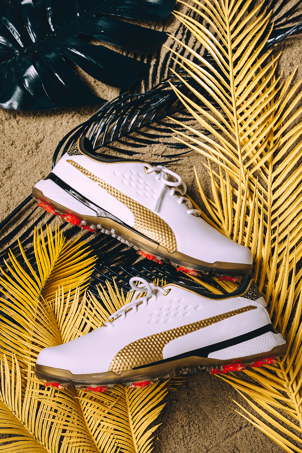 PUMA x PTC White/Gold Golf Shoes