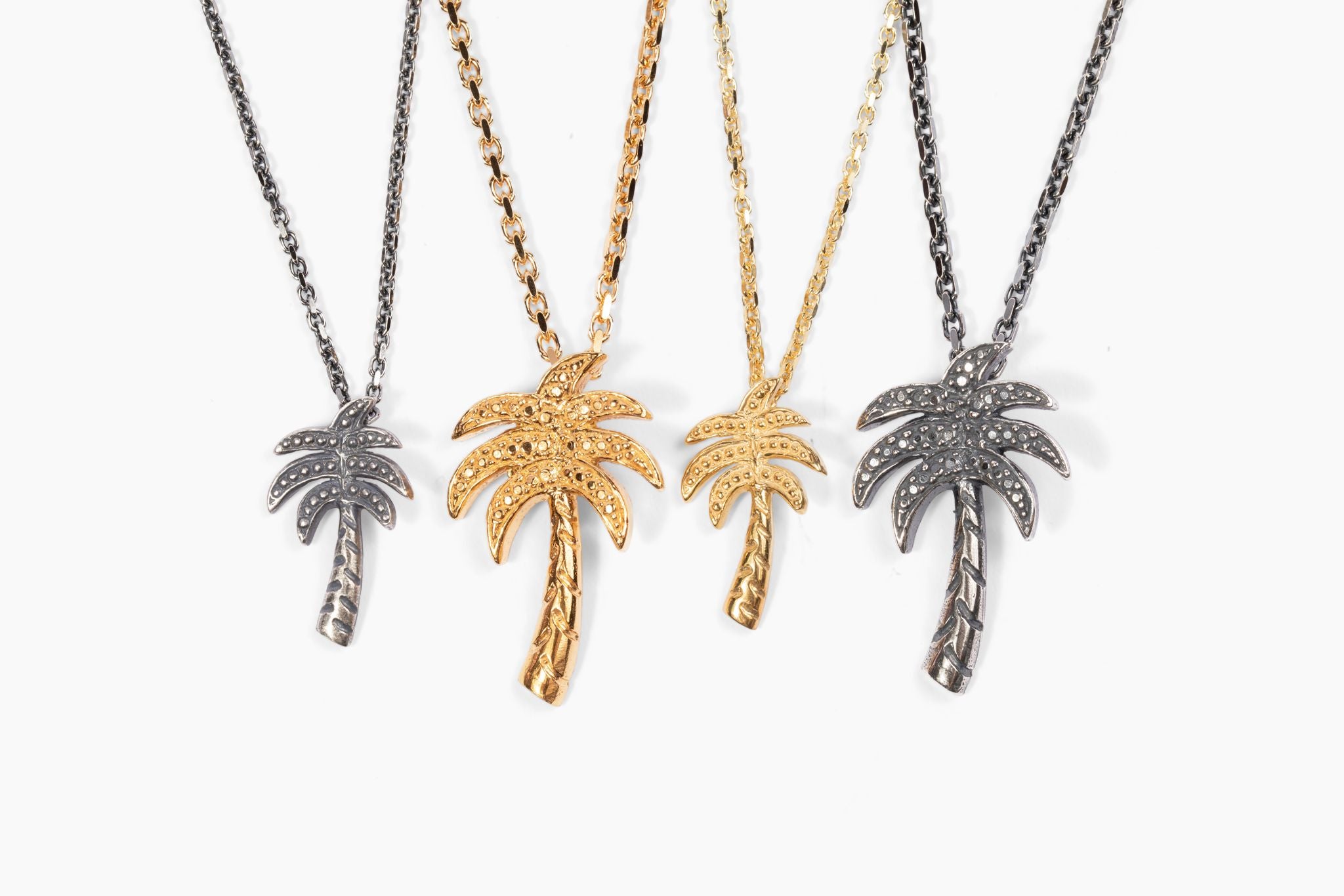 Palm Tree Crew Necklace Silver