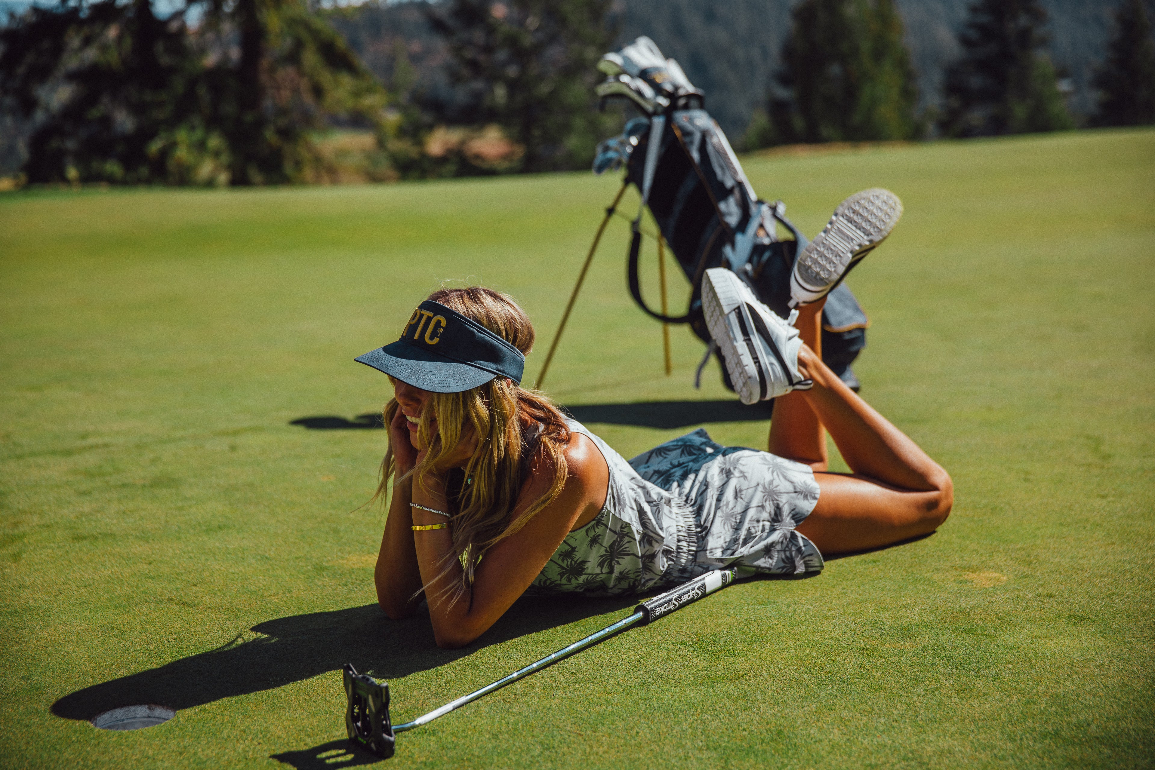 Women's PUMA X PTC Palm Tank Golf Polo Quiet Shade